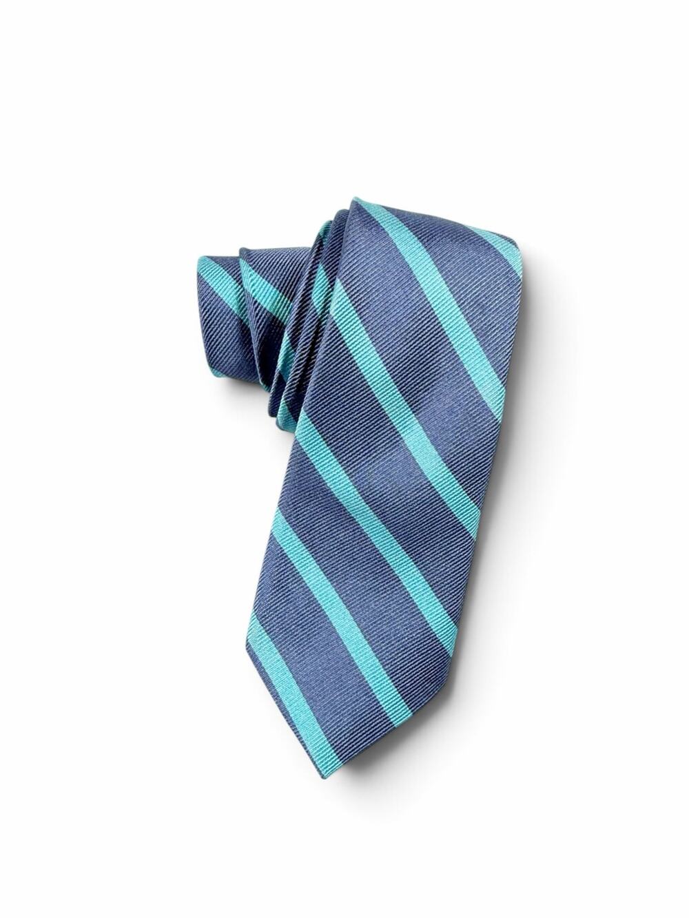 Crewcuts 100% Silk Striped Necktie Navy Teal Boys 8-14 year